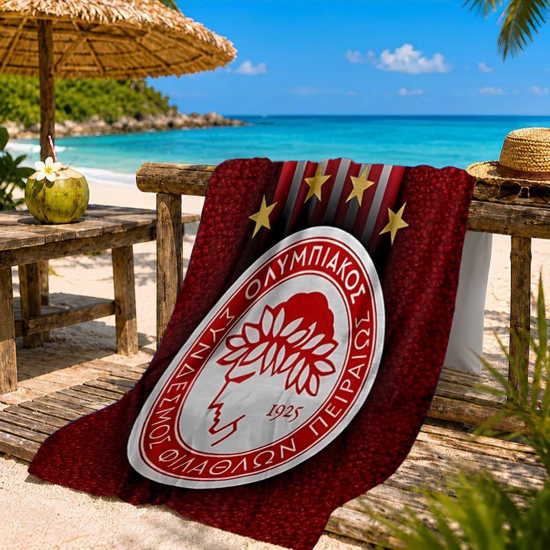 Olympiacos Fc: Serviette de plage Fierté Rouge et Noire, Séchage Rapide, Facile d'Entretien, Convient aux Vacances Fitness et Plage, Essentiel Sportif