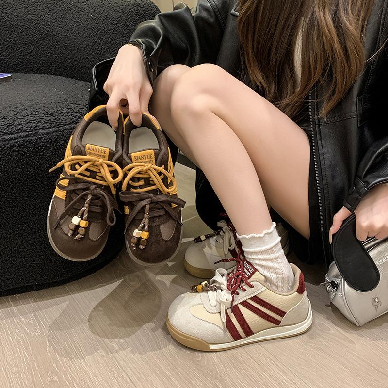 Platform-soled German training shoes women's autumn 2025 new Hong Kong style retro heightening versatile white shoes casual sports board shoes