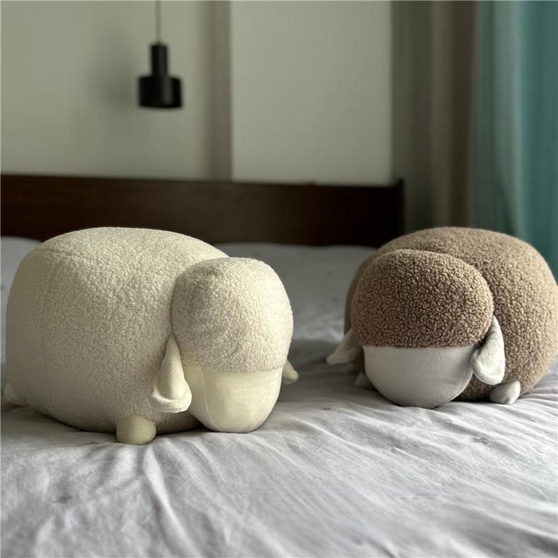 Cartoon Cute White And Brown Sheep Plush Doll Pillows For  Room And Sofa Decorat