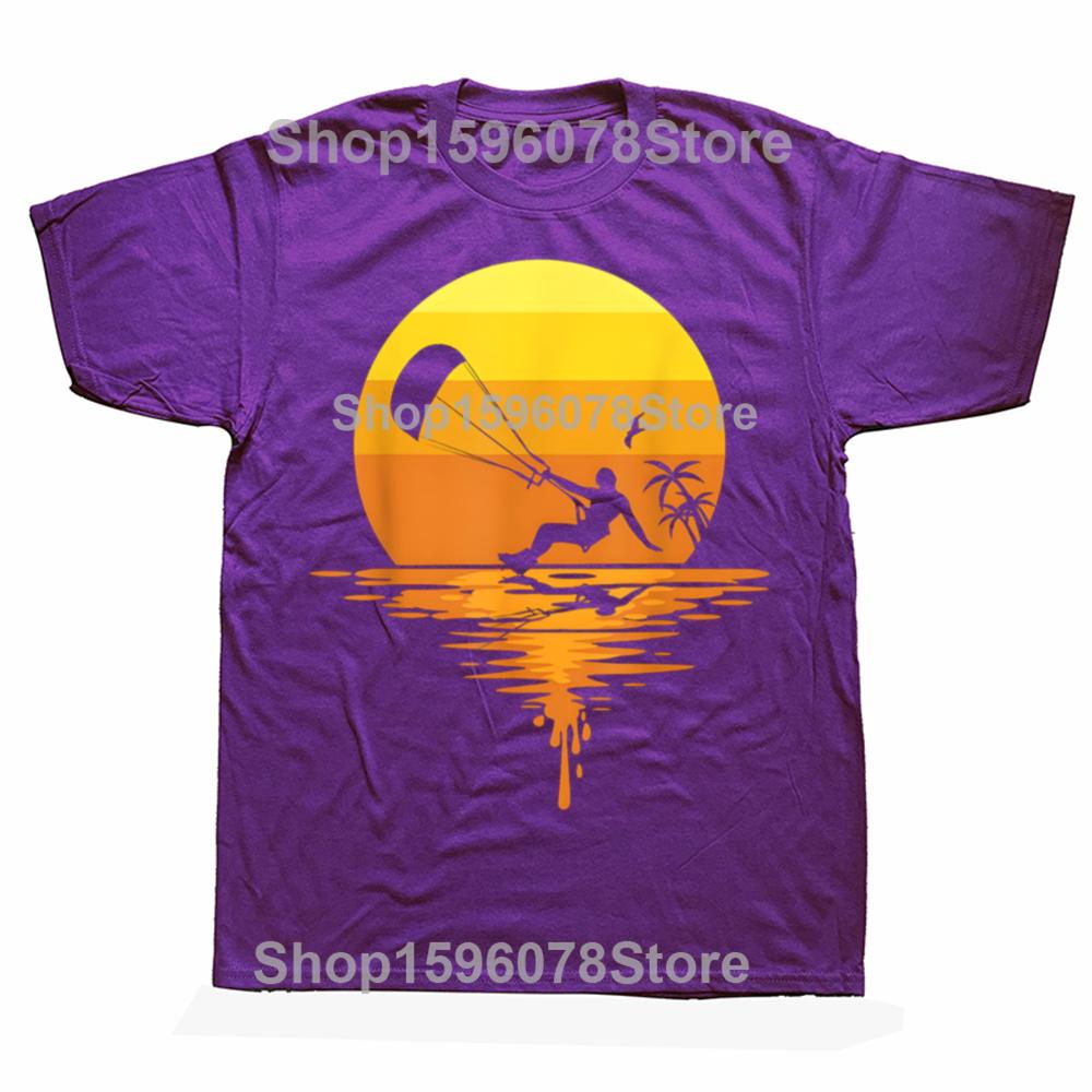 Funny Kitesurfing Retro Kiteboard Kitesurf 100% Cotton T-shirts Print Tshirt Loose Oversized Streetwear Hip Hop Unisex T Shirt