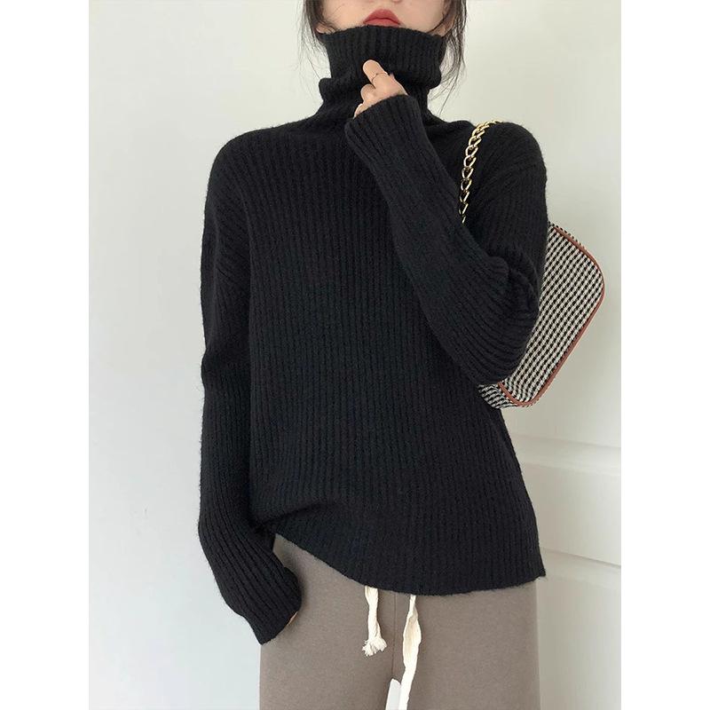 Volný Líný Vítr Jednoduchý Svetr Dámský Podzimní a Zimní Retro Pletenina