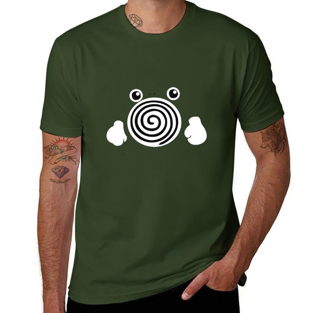 Minimalistisches Poliwhirl T-Shirt, koreanische Mode, Schwergewichte, schnelltrocknende Oberteile in Übergrößen, Herrenbekleidung