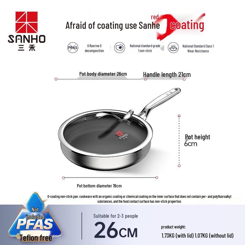 Sanhe Pure Titanium Non-Stick Frying Pan