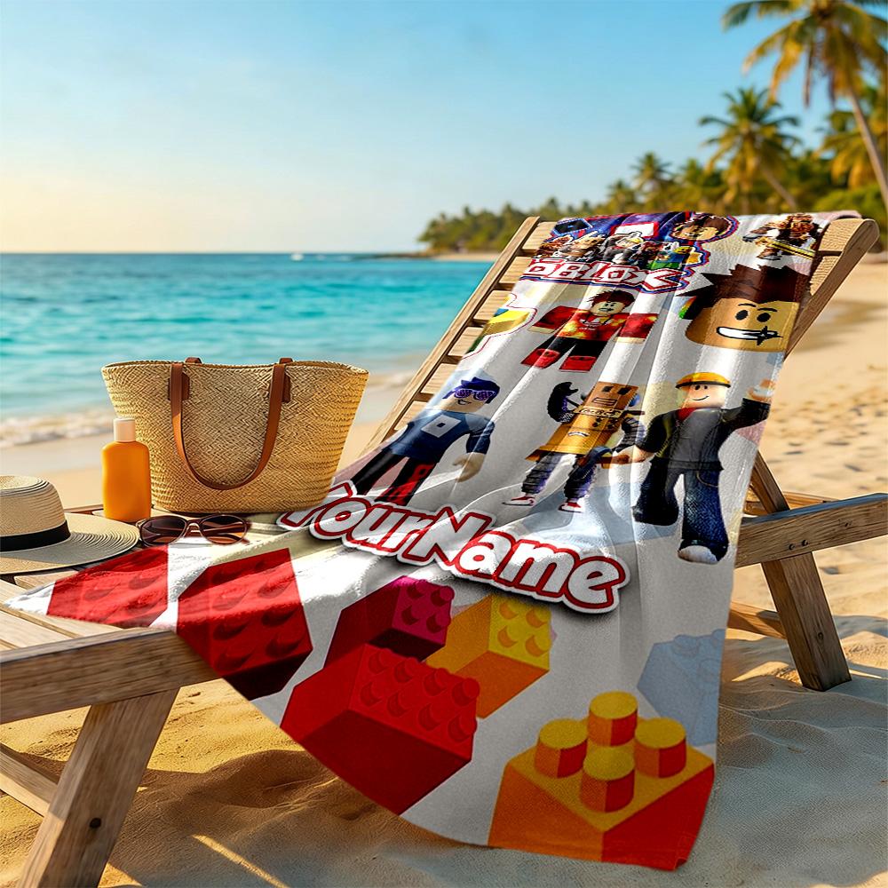 Roblox Personalisierbares Namens-Strandtuch Super Weich & Saugfähig Geeignet für Schwimmen, Fitnessstudio, Camping, Yoga, Urlaub