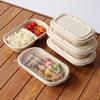 OLOEY 850ml Double Compartment Bagasse Disposable Lunch Boxes with Lids