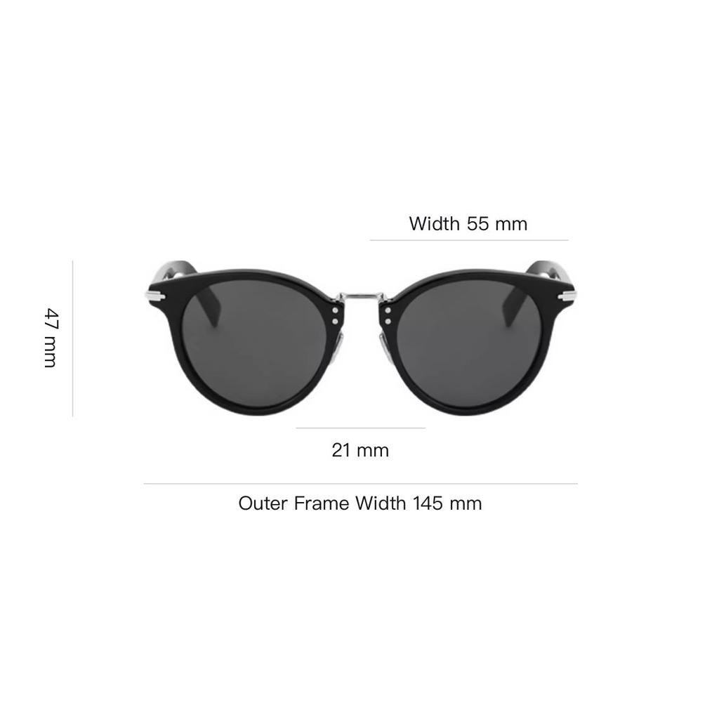 Dior Solid Color Design Round Sunglasses Unisex sunglasses Black BLACKSUIT-R4F-10A0