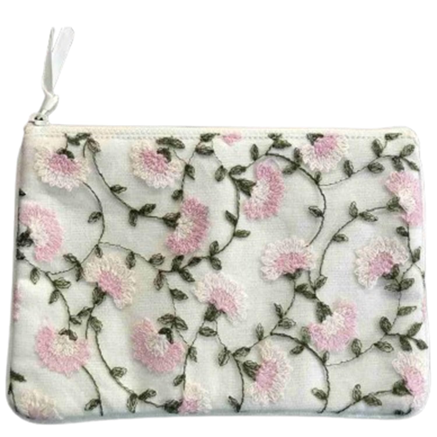 

Vivienne (Vivienne) [Flat Pouch 12 x 18cm Floral Embroidery] Mul Mule Fleur Series Lace Embroidered Accessory Case WK1845A1