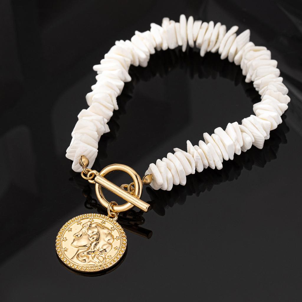 1 Fashionable and Personalized Irregular Shell Bracelet Ot Buckle Portrait Pendant Jewelry Is Suitable for Women To Wear
