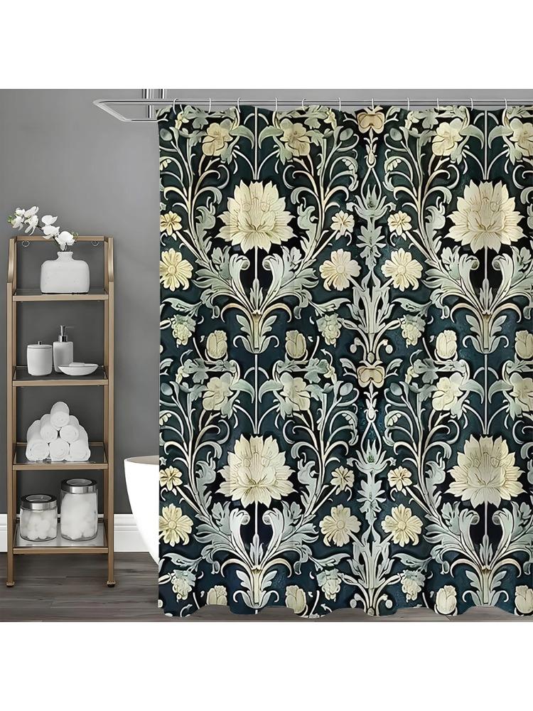 

Spring Grape Flower Shower Curtain, Bathroom Decorative Shower Curtain, Waterproof Shower Curtain with Hooks W90xH180cm