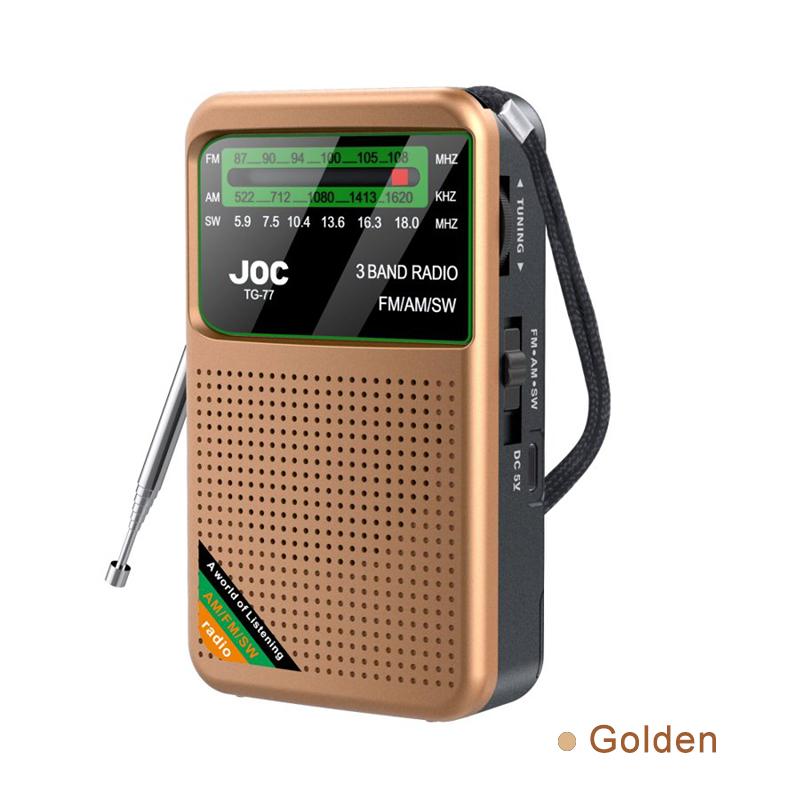 

Мини-радио AM/FM/SW 3-диапазонное, встроенный динамик, портативное карманное радио, FM-приемник, перезаряжаемое через Type-C, для бега, ходьбы, наушники золотистый