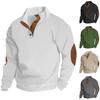 European and American Style Men's Spring Autumn Sweatshirt Fashion Casual Buttoned Stand Collar Top Long Sleeve T-shirt
