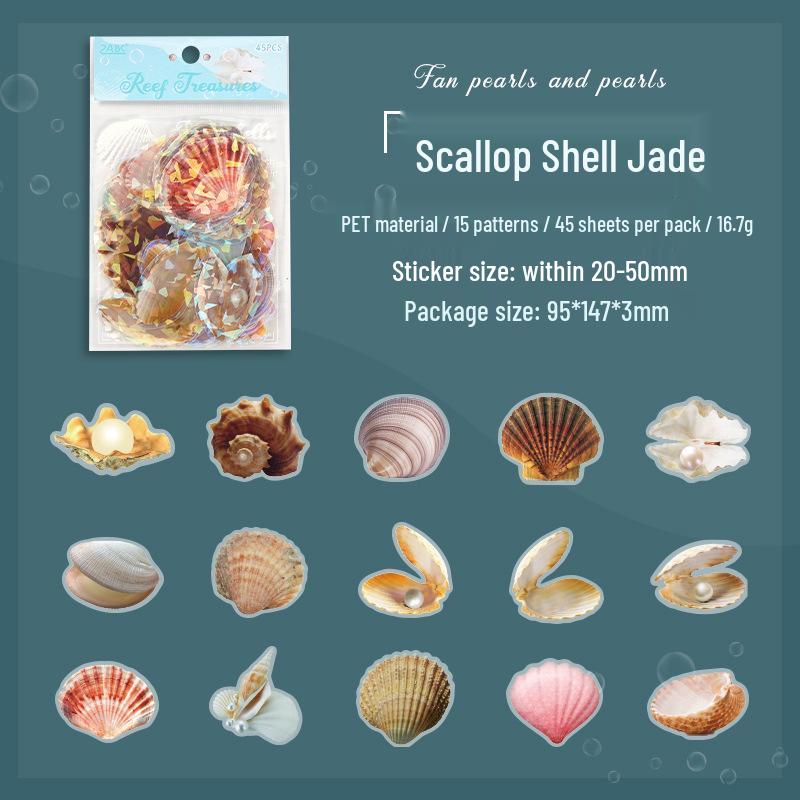 ZABC Waterproof Deep Sea Sticker Pack: 45 PET Sheets, 6 Styles – Ocean Theme Collection.