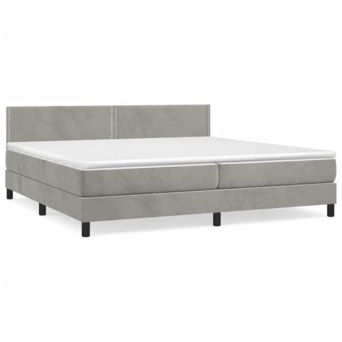 3141263 vidaXL Divan Bed and Mattress Light Grey 200x200cm Velvet