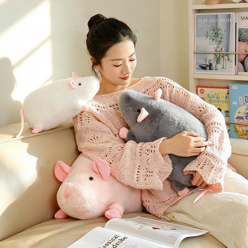 18-60cm Maus Plüschkissen Übergröße Blumenast Rattenpuppe Cartoon Weiches Tier Spielzeug Kawaii Zimmerdeko Kinder Geburtstagsgeschenk
