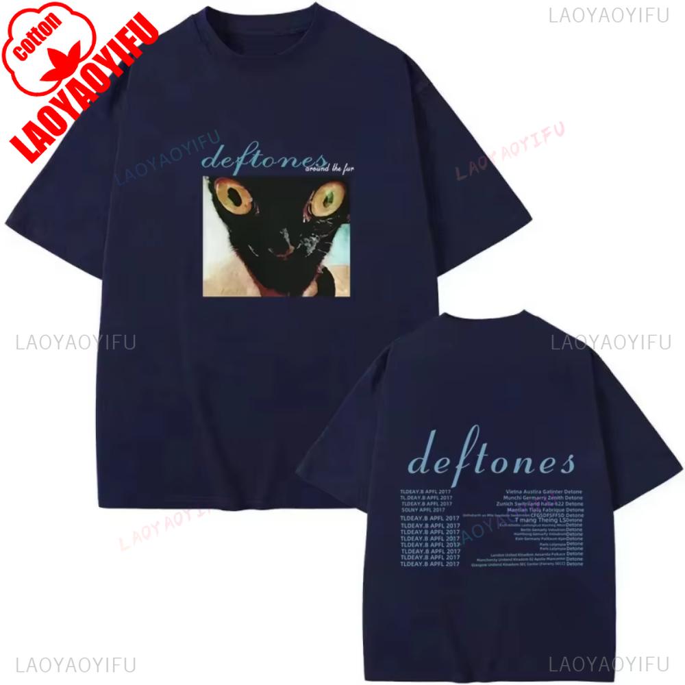 Deftones Adrenaline Album Vintage Cat Graphic Unisex Tshirt Oversized Streetwear Rock Band Apparel