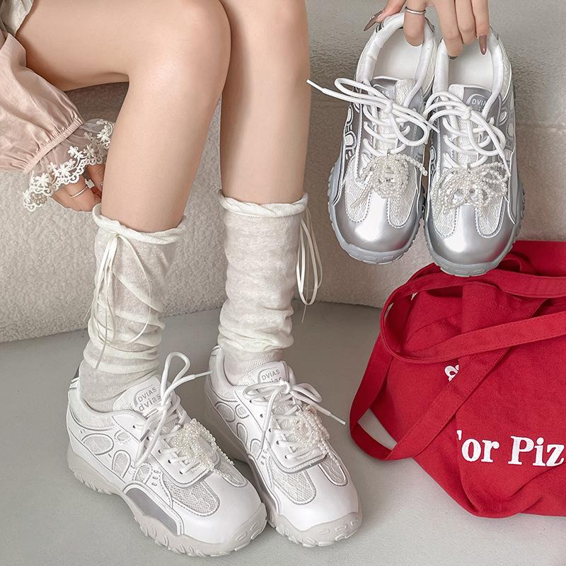 Silver Ballet Style Small Man Inner Height Increase Moral Training Shoes Women's 2025 New Summer Advanced Sense Versatile White Shoes
