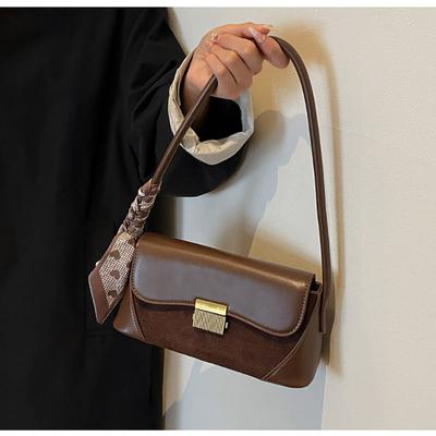French Fashion Retro Underarm Bag Suede Simple Women's  New High-Grade Texture Single Shoulder Bag Casual Small Square Bag