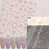 Shiny Polarized White Ribbon Bowknot Stars Tassel 3D Self Adhesive Nail Art Stickers Lovely Bow 5D Embossed Manicure Decals