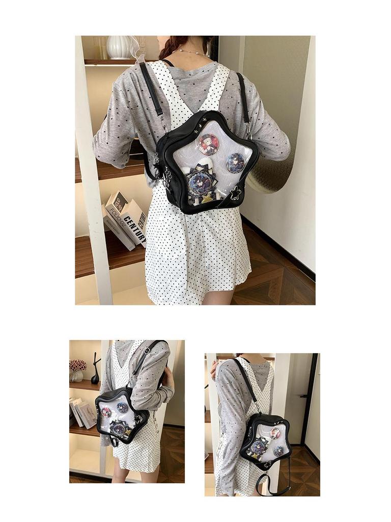 Transparente Stern-Ita-Tasche - Rucksack im koreanischen Stil mit großem Fassungsvermögen für Damen und Studenten