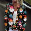 Women's Fashion Christmas Print Long Sleeve Knitted Cardigan Button Jacket