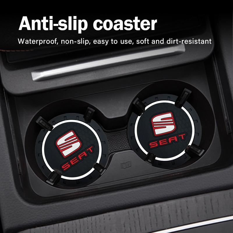 Podložka do držáku nápojů do auta Protiskluzová podložka pod tácek pro Seat Leon FR Altea Ibiza Toledo Cordoba Arona Ateca Alhambra MK3