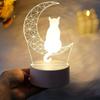 Creative Moon Cat Figure Nightlight Acrylic Table Lamp Sleep Light Sleep Lights  Bedside