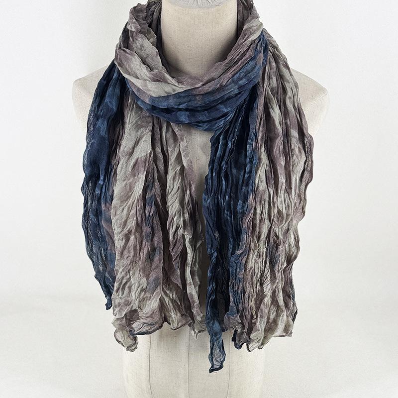 Women's Scarf Dyed and Pleated Scarf Neck Protection Warm and Windproof Versatile Accessory Scarf
