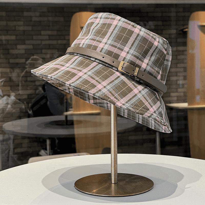 

Весна и лето, новая ретро-шляпа рыбака в клетку, детская шляпа с пряжкой на ремне, солнцезащитный козырек от солнца ONE SIZE