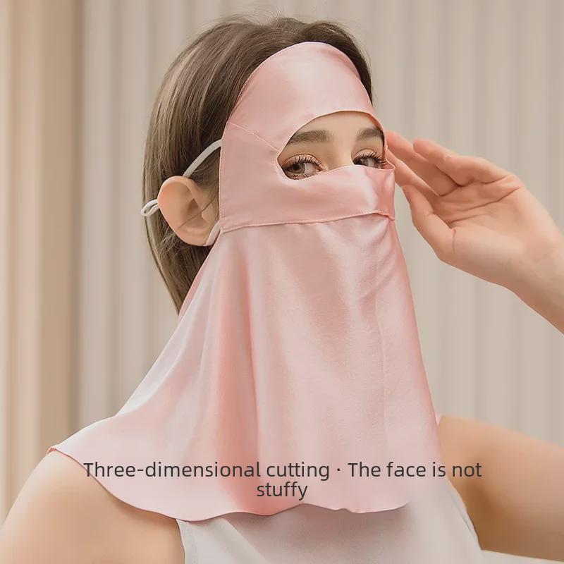 Mulberry Silk Facekini: Full Face & Neck UV and Smoke Protection Mask for Women