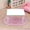 1:12 Dollhouse Miniature Round Floor Rug Cover Oval Carpet Floor Mat Model Bedroom Living Room Decor Toy Doll House Accessories