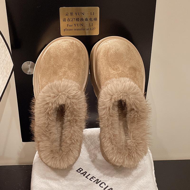 Dámské měkké elastické silné podrážky chlupaté ústa zvyšující zimní kožešinové teplé polstrované sněhule protiskluzové nošení ležérní sportovní bavlněné boty