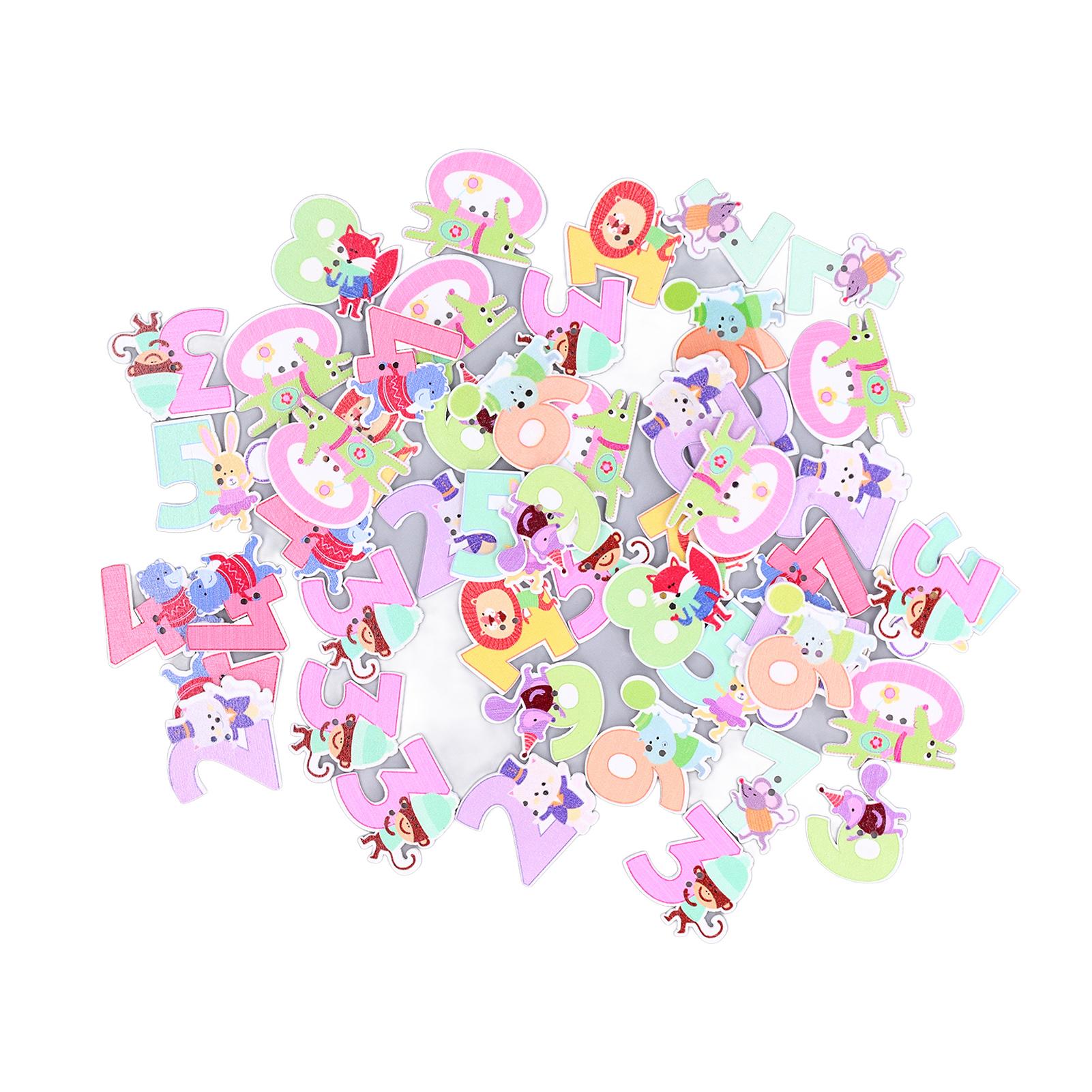 

50PCS Buttons Various Styles DIY Crafts Cute Appearance Small Volume Composite Wood Animal Buttons