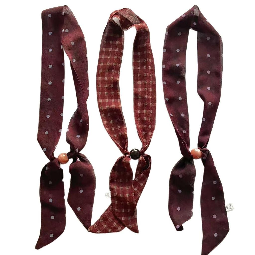 Elegant Spring Silk Scarf Necklace for Women - Versatile Gem Flower Ribbon Collar Accessory