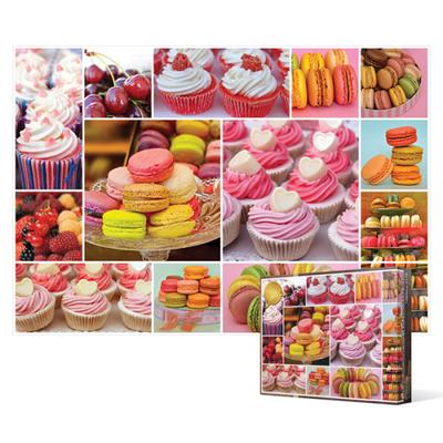 Quebra-cabeça de 1000 peças - cupcakes e macarons, quebra-cabeça coreano popular