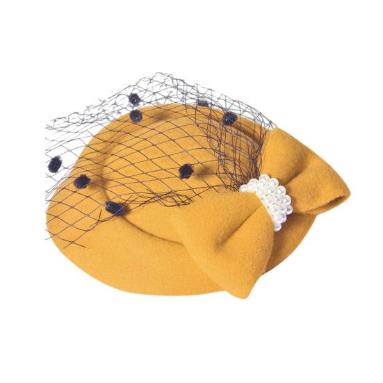 Fascinators Hat for Women Ladies 20s 50s Vintage Pillbox Hat жёлтый