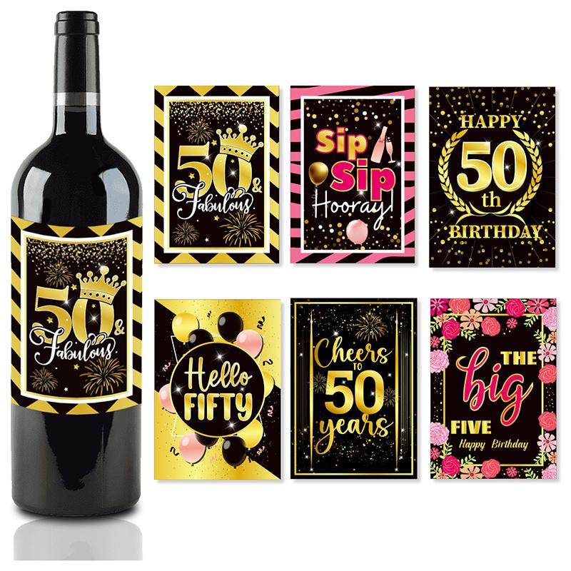 6Pcs Birthday Party Wine Bottle Stickers Suitable For 30/40/50/60 Birthday Celebrations Holiday Wine Bottle Labels