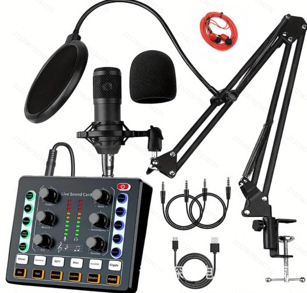 "BM800 Live Sound Card Set: English Version, V8s Compatible with Podcasts & Platforms"