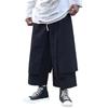 Yousheng Men's Loose Fit Pants Hip-Hop Wide Leg Pants with Pockets Casual Black Layered Pants for Everyday Wear Street