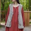 Johnature Women Chinese Style Tanks Tops Solid Color Button Spring Vintage Women Loose Vests