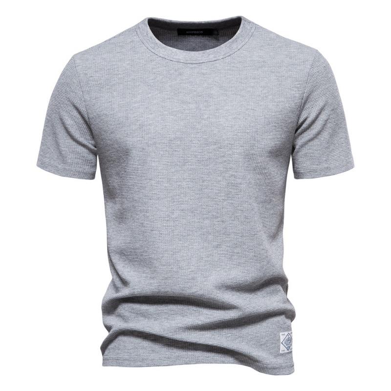 New Waffle T-shirt for Spring and Summer Men's Round Neck