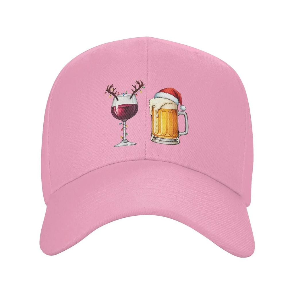 Men Women Santa Wine Glass Christmas Beer Hat Leisure  Baseball Caps Adjustable Casual Wear