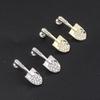 Women Girls Elegant Gold Color Crystal Shovel  Ear Clips Classic Small Size Creative Earrings Corsage Party Fashion Jewelry