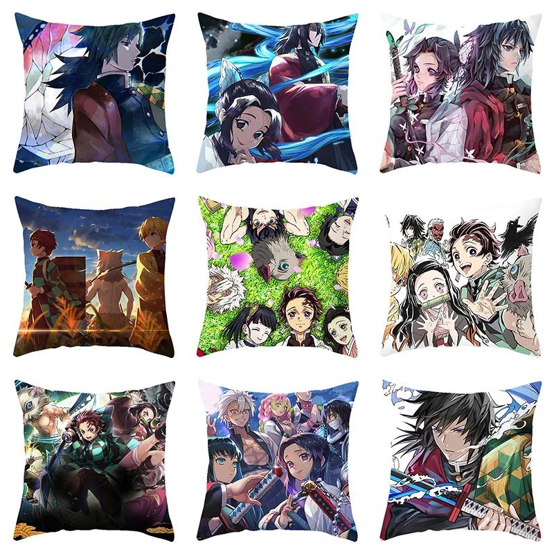 45 * 45Cm Anime Demon Slayer Kimetsu No Yaiba Printed Pillowcase Kids Bedroom Living Room Home Decor Pillow Cases Pillowcase