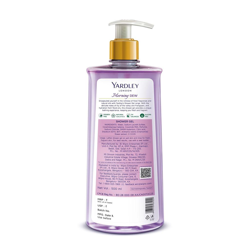 Yardley London Morning Dew Shower Gel 500ml Pack Of 1 Luxurious Moisturizing Floral Body Wash