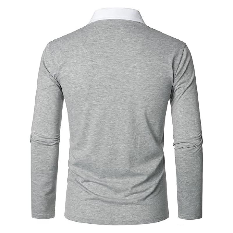 Color Blocked Pattern Digital Design Fashionable Men's Long Sleeved Polo Shirt Spring and Autumn Casual Daily Outdoor 100% Polyester Fiber