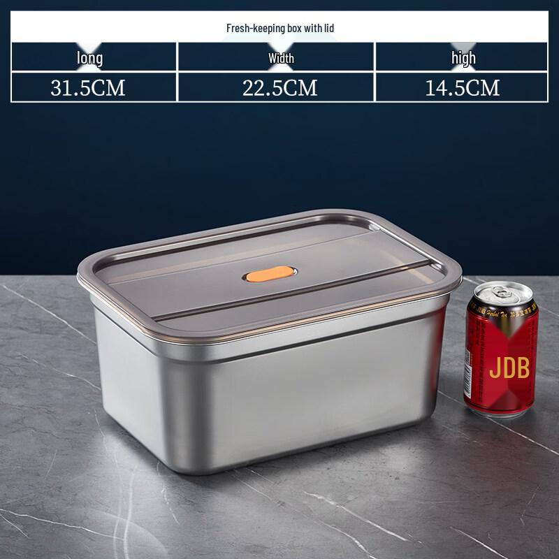 

Food-Grade Stainless Steel Rectangular Storage Container with Lid