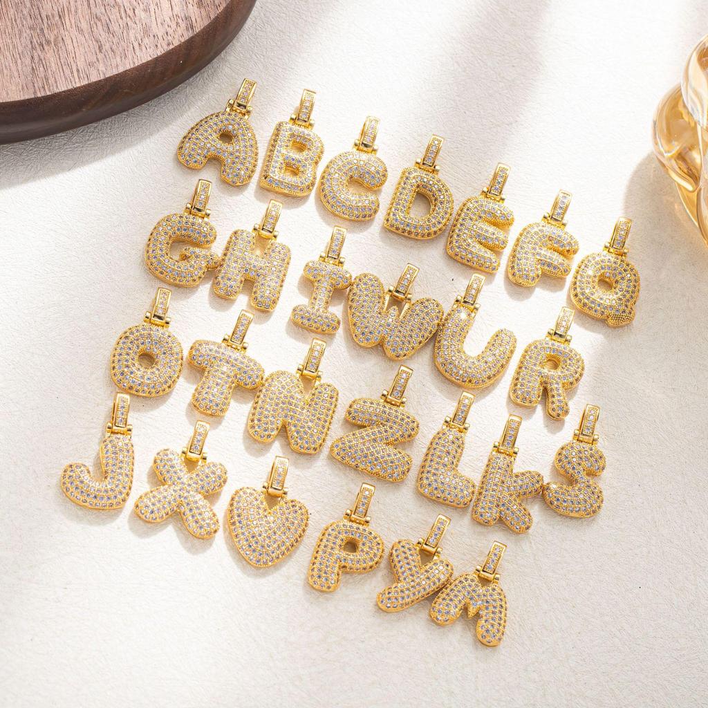 European-American Trend Zirconia Necklace with Inlaid Full Diamond 26-Letter Alloy Women's Pendant