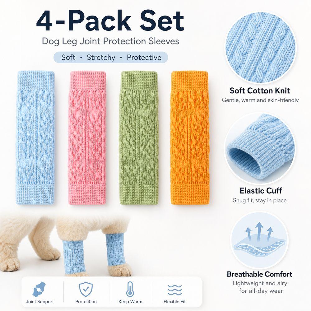1Set(4pcs) Elastic Cuff Dog Knee Sleeve Soft Breathable Dog Leg Protector Pet Joint Sleeve for Dogs