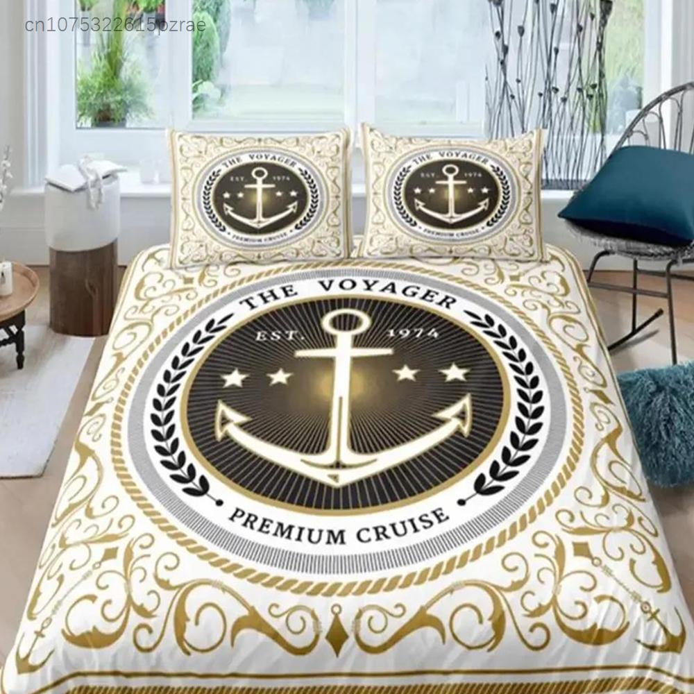 Luxury 3D Nautical Anchor Bedding Set Bedroom Soft Modern Bedspreads Comefortable Kids Duvet Cover Quilt Cover And Pillowcase