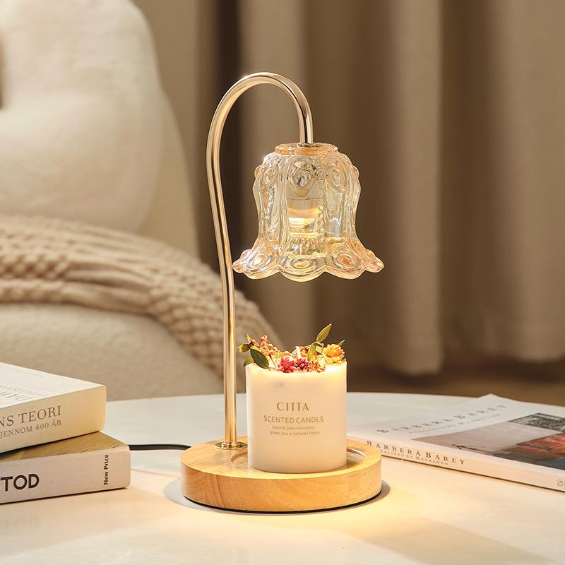 Modern Luxury Fragrance Wax Burner Lamp Glass Shade AC Powered Halogen Bulbs Simple Flexible Candle Warmer Lantern Base 2-Year